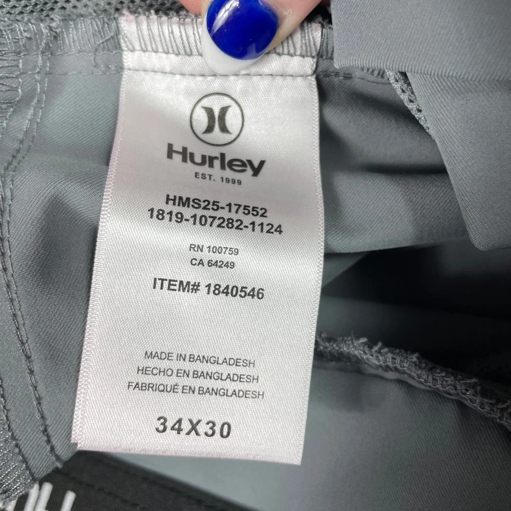 Hurley Golf Pants Mens‎ 34x30 (Fits 34x28) Grey Stretch Chino Zip Pocket Skate